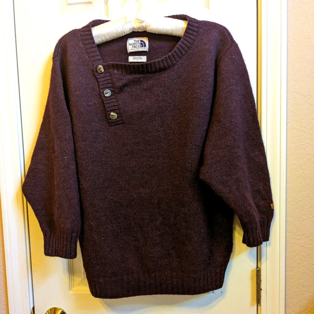 North Face Womens Burgundy Purple Wool Blend Sweater Large